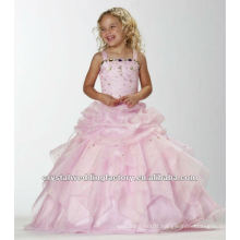 Pink beaded appliqued ruched ball gown flower custom-made girls pageant dresses CWFaf4881